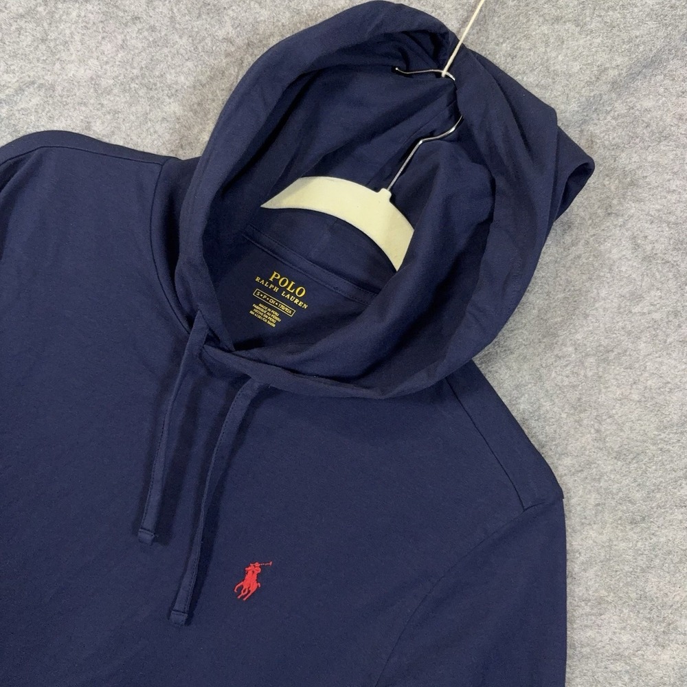 Polo Ralph Lauren Hoodie Mens Sz S Navy Blue T Shirt Embroidered Pony NWT